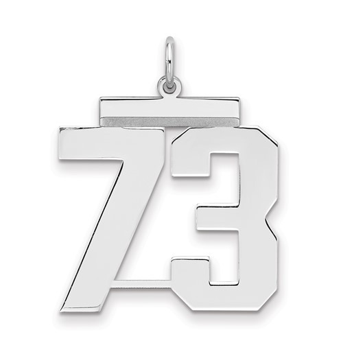 Sterling Silver Rhodium-plated Polished Number 73 Charm