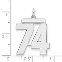 Sterling Silver Rhodium-plated Polished Number 74 Charm view 2