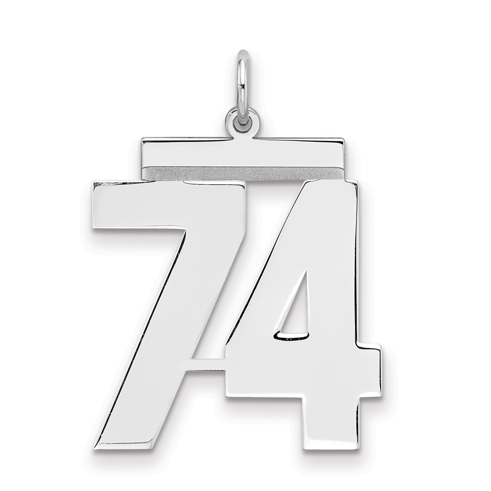 Sterling Silver Rhodium-plated Polished Number 74 Charm