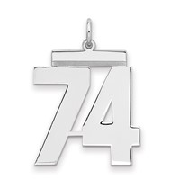 Sterling Silver Rhodium-plated Polished Number 74 Charm view 1