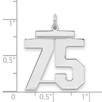 Sterling Silver Rhodium-plated Polished Number 75 Charm view 2