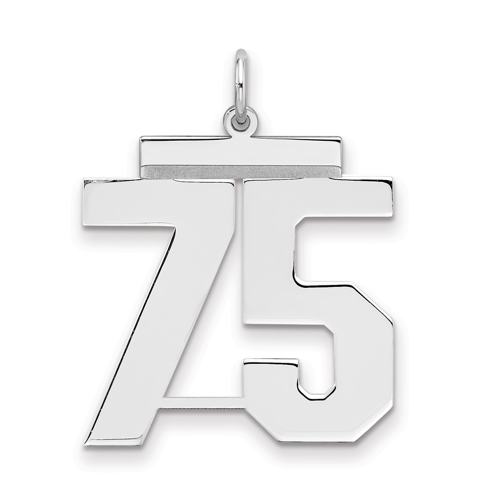 Sterling Silver Rhodium-plated Polished Number 75 Charm
