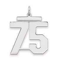 Sterling Silver Rhodium-plated Polished Number 75 Charm view 1