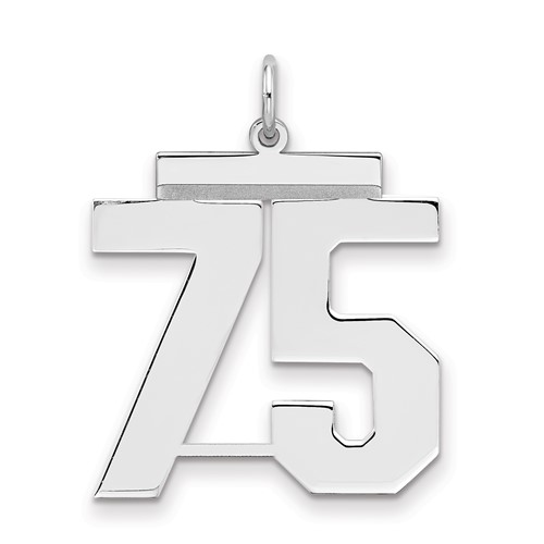 Sterling Silver Rhodium-plated Polished Number 75 Charm
