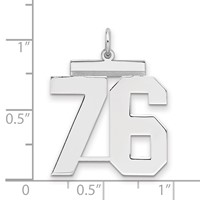 Sterling Silver Rhodium-plated Polished Number 76 Charm view 2