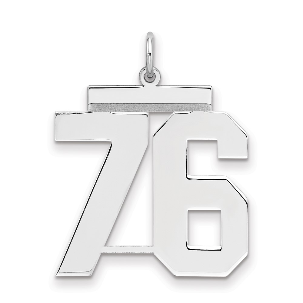 Sterling Silver Rhodium-plated Polished Number 76 Charm