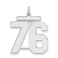 Sterling Silver Rhodium-plated Polished Number 76 Charm view 1