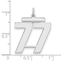Sterling Silver Rhodium-plated Polished Number 77 Charm view 2