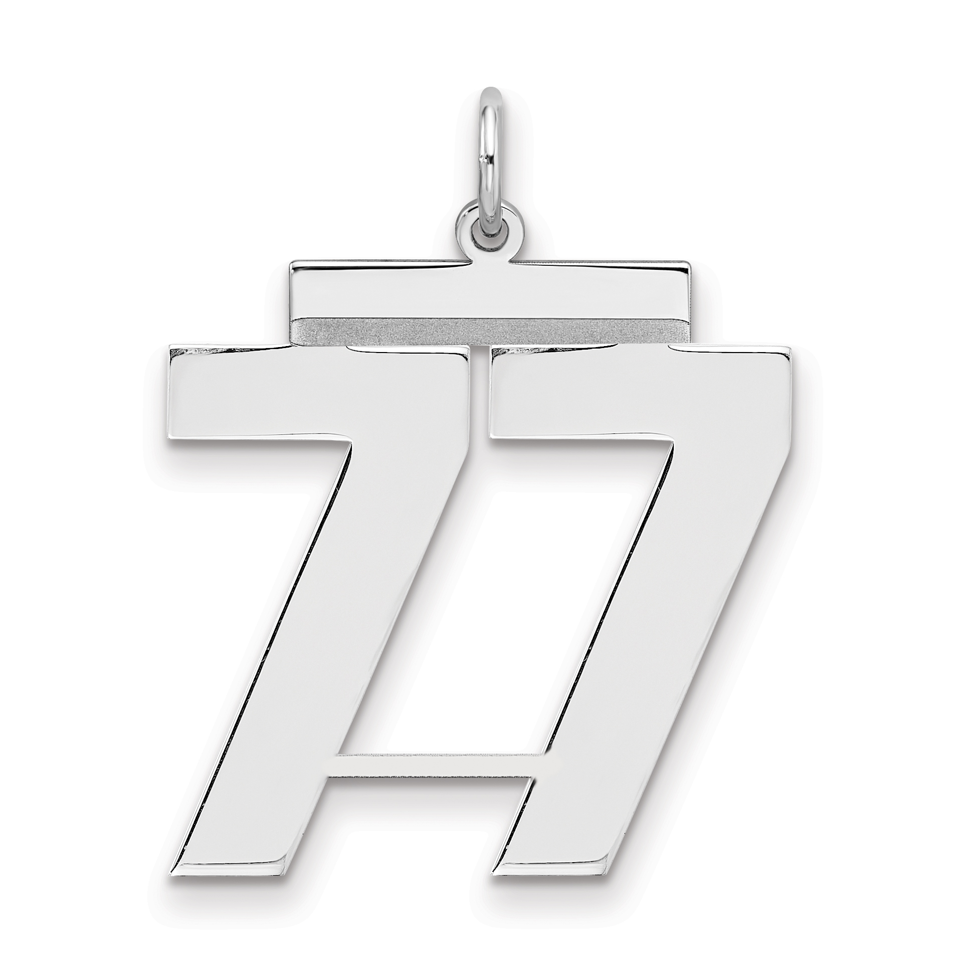 Sterling Silver/Rhodium-plated Polished Number 77 Charm (QPL77)