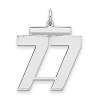 Sterling Silver Rhodium-plated Polished Number 77 Charm view 1