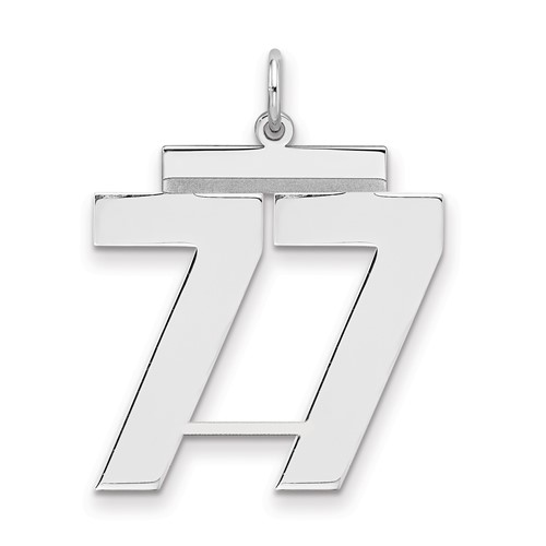Sterling Silver Rhodium-plated Polished Number 77 Charm