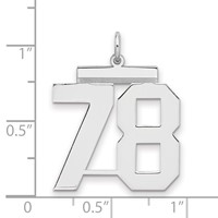 Sterling Silver Rhodium-plated Polished Number 78 Charm view 2
