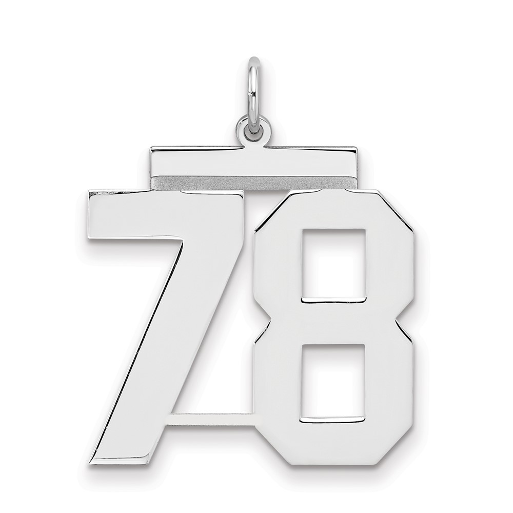 Sterling Silver Rhodium-plated Polished Number 78 Charm