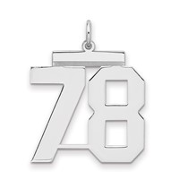 Sterling Silver Rhodium-plated Polished Number 78 Charm view 1