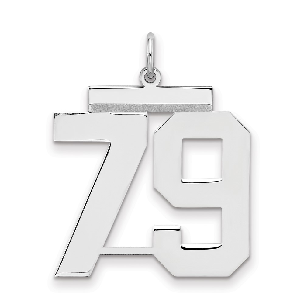 Sterling Silver Rhodium-plated Polished Number 79 Charm