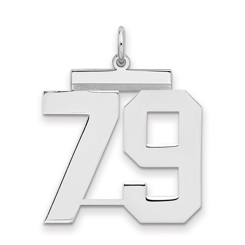 Sterling Silver Rhodium-plated Polished Number 79 Charm