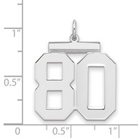Sterling Silver Rhodium-plated Polished Number 80 Charm view 2