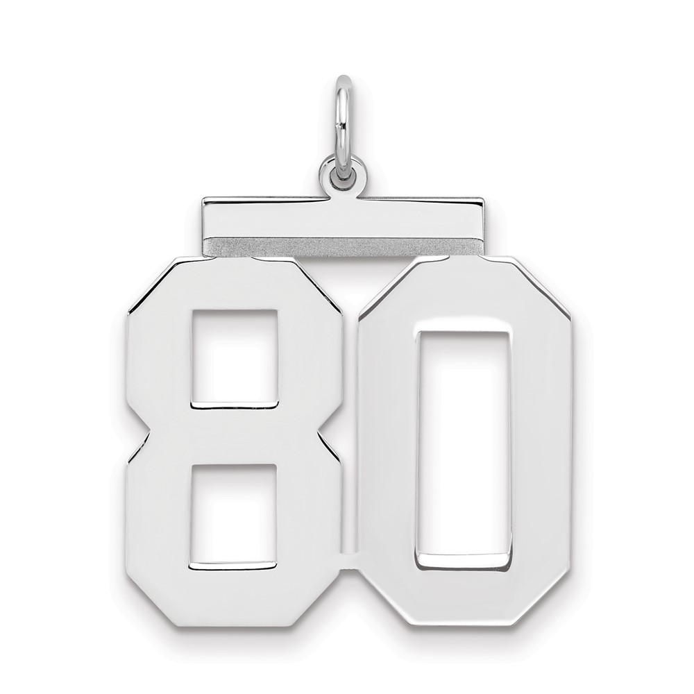 Sterling Silver Rhodium-plated Polished Number 80 Charm