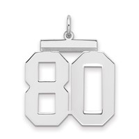 Sterling Silver Rhodium-plated Polished Number 80 Charm view 1
