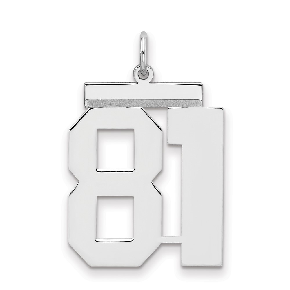 Sterling Silver Rhodium-plated Polished Number 81 Charm