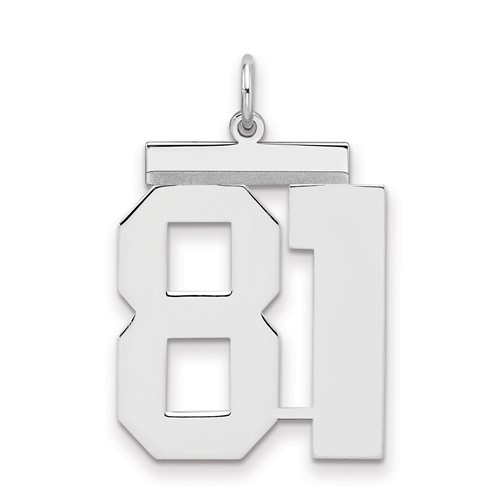 Sterling Silver Rhodium-plated Polished Number 81 Charm