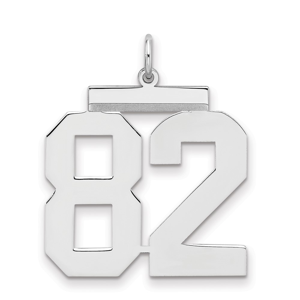 Sterling Silver Rhodium-plated Polished Number 82 Charm