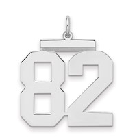 Sterling Silver Rhodium-plated Polished Number 82 Charm view 1