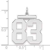 Sterling Silver Rhodium-plated Polished Number 83 Charm view 2