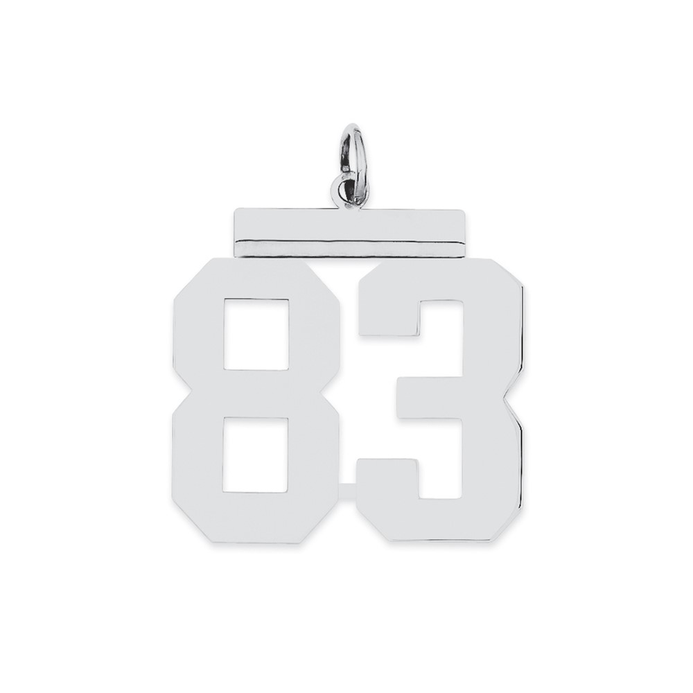 Sterling Silver/Rhodium-plated Polished Number 83 Charm