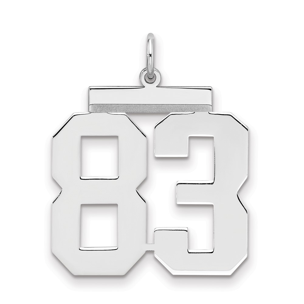 Sterling Silver/Rhodium-plated Polished Number 83 Charm