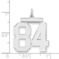 Sterling Silver Rhodium-plated Polished Number 84 Charm view 2