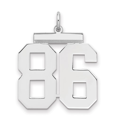 Sterling Silver Rhodium-plated Polished Number 86 Charm
