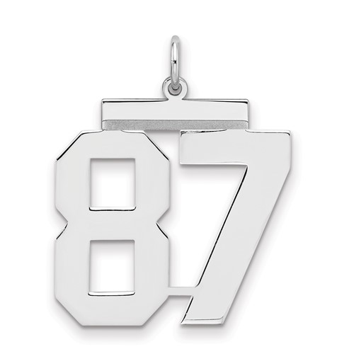 Sterling Silver Rhodium-plated Polished Number 87 Charm