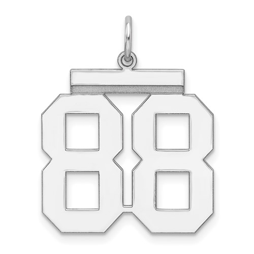 Sterling Silver Rhodium-plated Polished Number 88 Charm