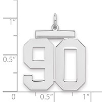 Sterling Silver Rhodium-plated Polished Number 90 Charm view 2