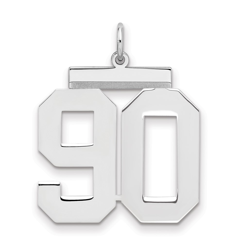 Sterling Silver Rhodium-plated Polished Number 90 Charm