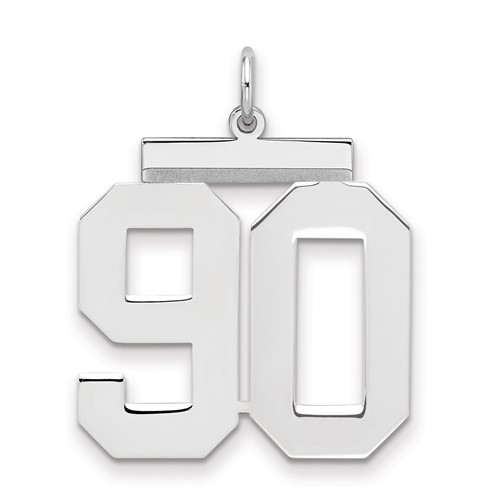 Sterling Silver Rhodium-plated Polished Number 90 Charm