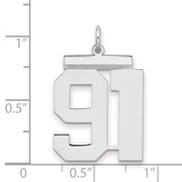 Sterling Silver Rhodium-plated Polished Number 91 Charm view 2