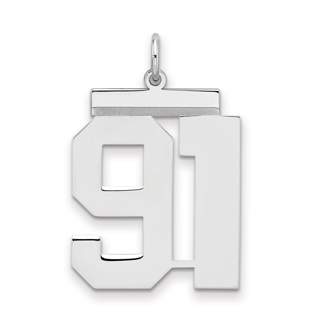 Sterling Silver Rhodium-plated Polished Number 91 Charm