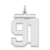 Sterling Silver Rhodium-plated Polished Number 91 Charm view 1