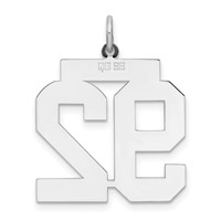 Sterling Silver Rhodium-plated Polished Number 92 Charm view 4