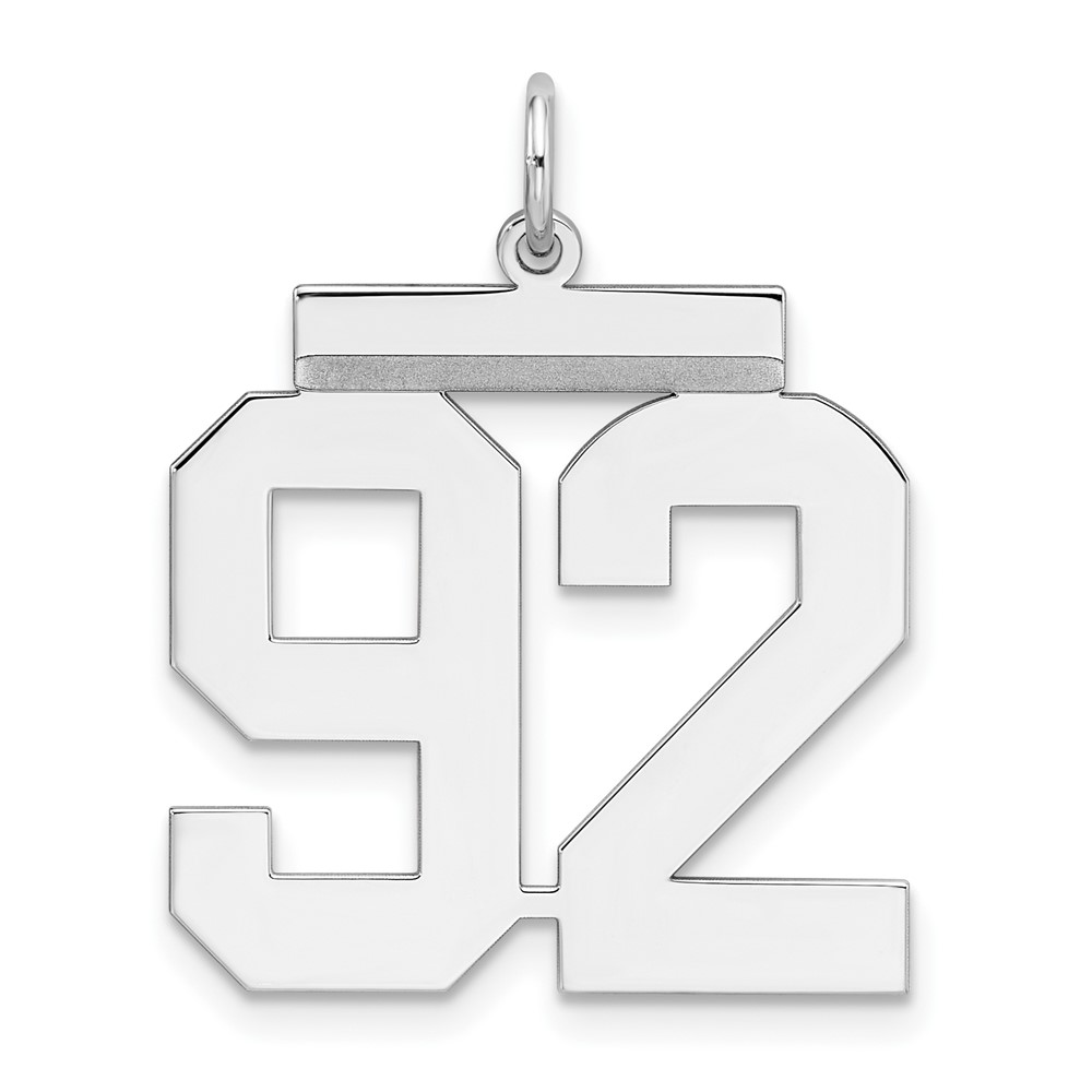 Sterling Silver Rhodium-plated Polished Number 92 Charm