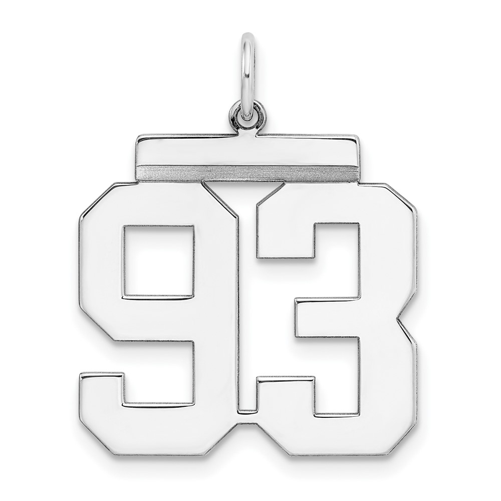 Sterling Silver Rhodium-plated Polished Number 93 Charm