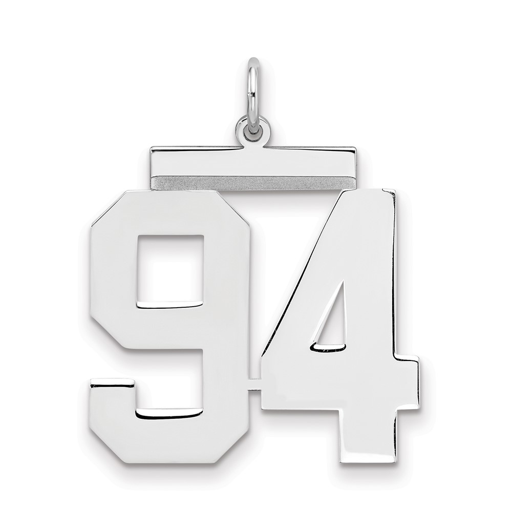 Sterling Silver Rhodium-plated Polished Number 94 Charm