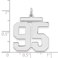 Sterling Silver Rhodium-plated Polished Number 95 Charm view 2