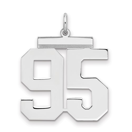Sterling Silver Rhodium-plated Polished Number 95 Charm