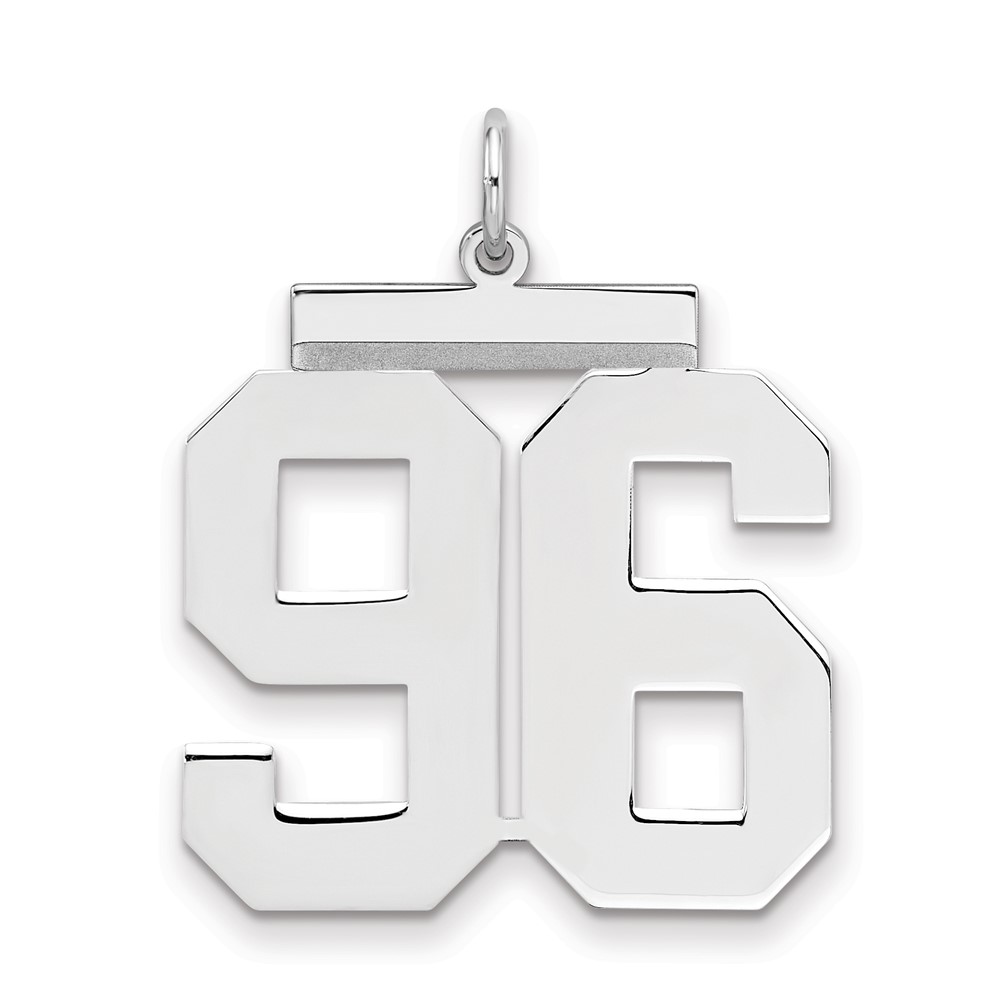 Sterling Silver Rhodium-plated Polished Number 96 Charm
