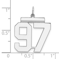 Sterling Silver Rhodium-plated Polished Number 97 Charm view 3