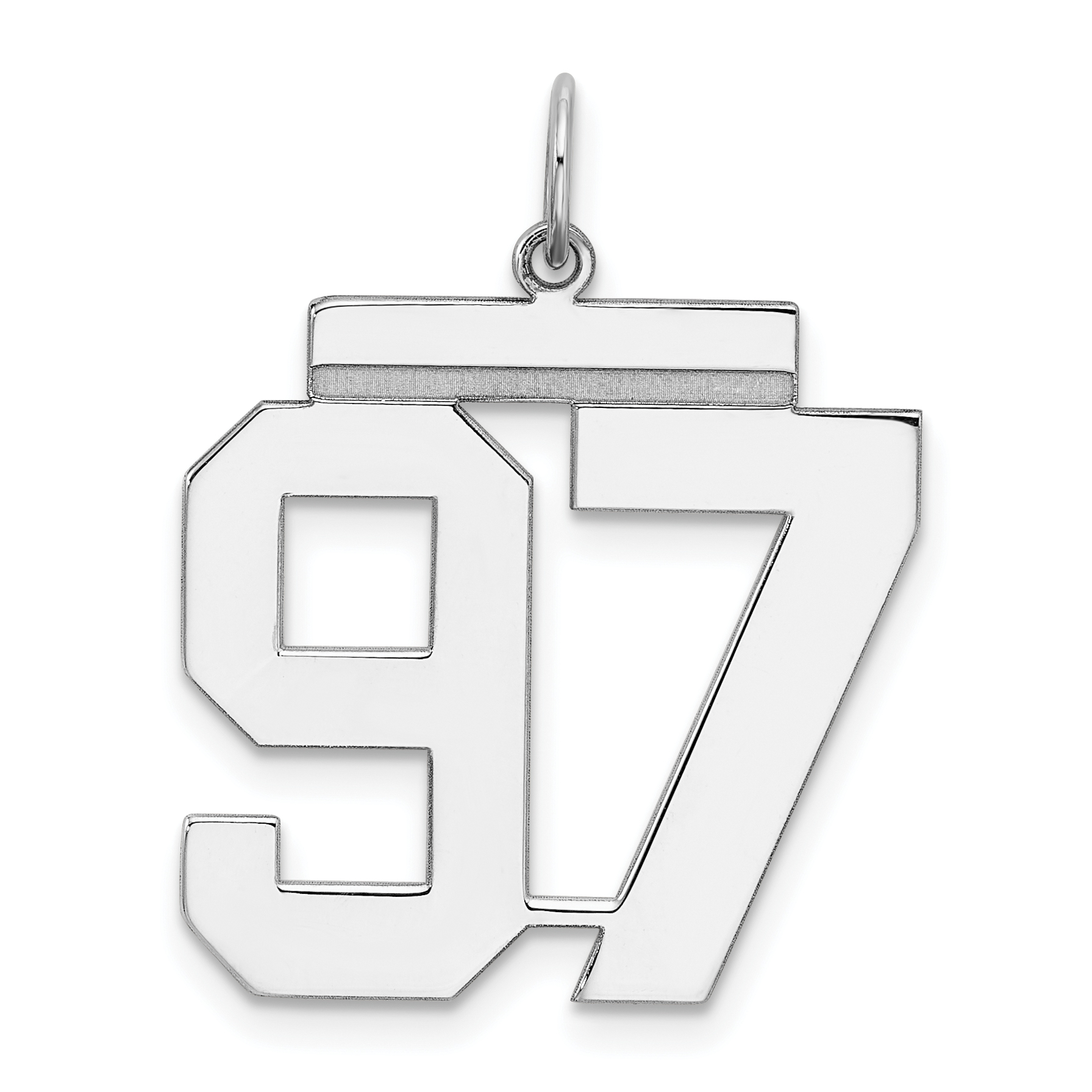 Sterling Silver/Rhodium-plated Polished Number 97 Charm (QPL97)