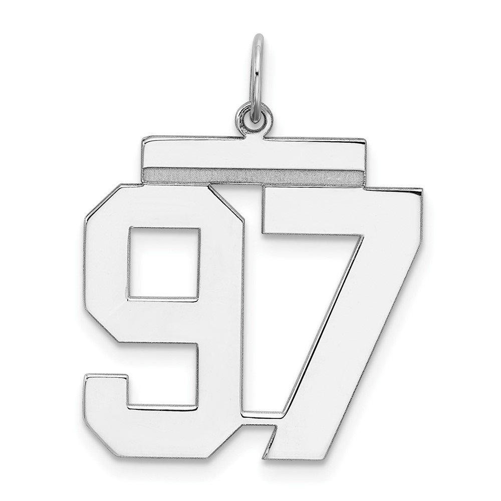 Sterling Silver Rhodium-plated Polished Number 97 Charm